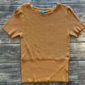 ANTONIO MELANI Mustard Striped Short Sleeve Top